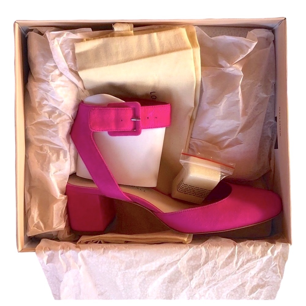 Loeffler Randall Pink Suede Cami Pumps with Ankle Straps